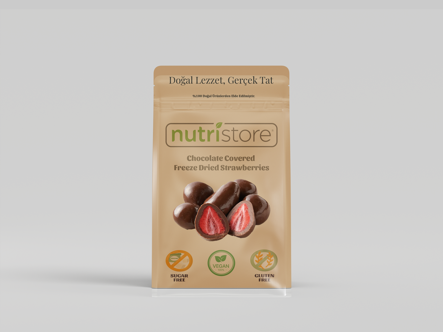 Bitter Çikolatalı Çilek -Dark Chocolate Freeze Dried Strawberries